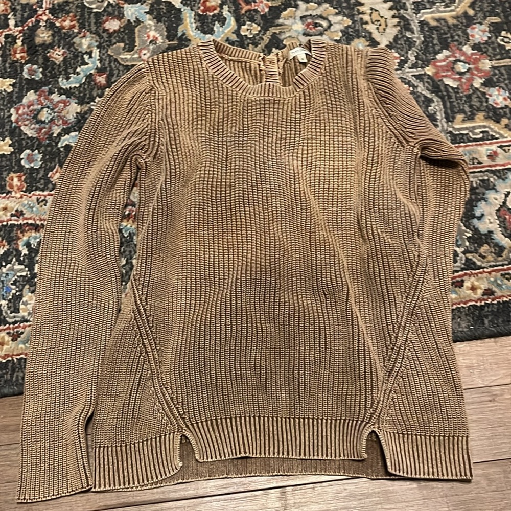 Tyler Boe Cotton Mineral Wash Crew Neck Sweater Size S Tan Brown - Picture 9 of 13